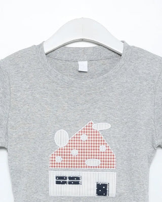 House print half-length T-shirt
