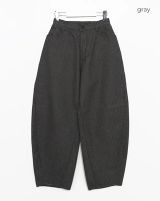 Cross-stitch flap pocket striped cotton pants