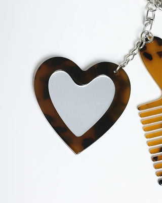 Heart Mirror & Comb Set Keyring