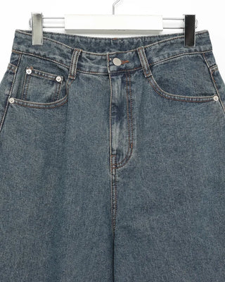 Balloon wide denim pants