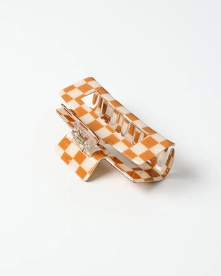 Block Check Square Hair Clip
