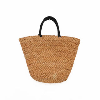 Ribbon-point rattan handbag