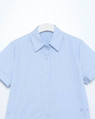 Striped side snap half shirt