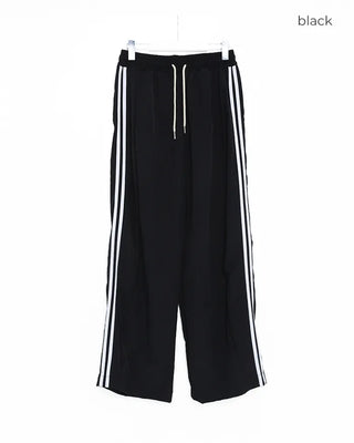 Nylon two-tone elastic waist pants