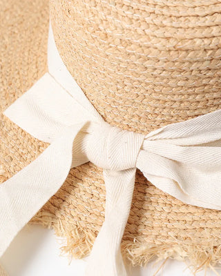 Ribbon Strap Rattan Fedora Hat