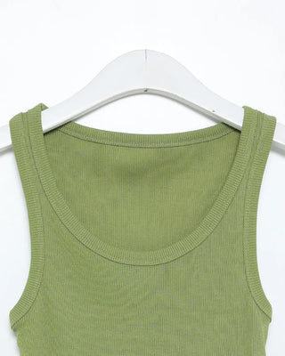 U-neck slim-fit ribbed tank top