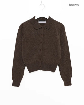 Button-collar knit cardigan