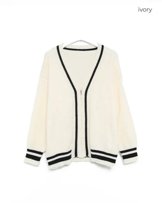Two-tone cardigan and shorts set