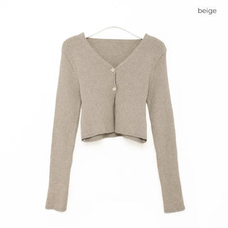 Ribbed two-button cardigan