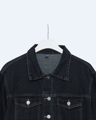 Stitched cropped denim jacket