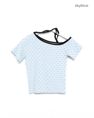 Dot Unbalanced Half-Sleeve T-Shirt