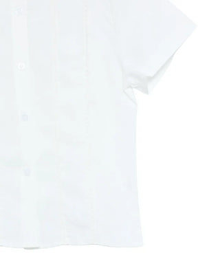 Lace pintuck short-sleeved blouse