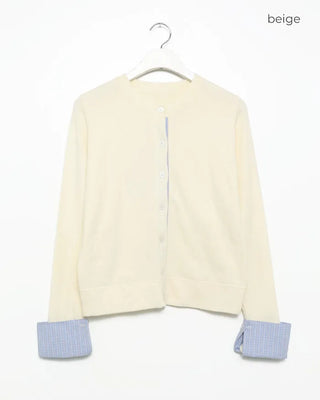 Check pattern layered cardigan
