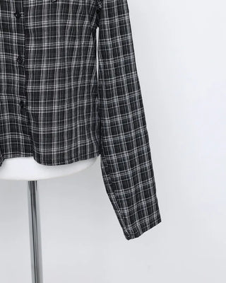 Off-shoulder check shirt