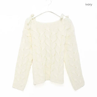 Shoulder slit ribbon cable knit