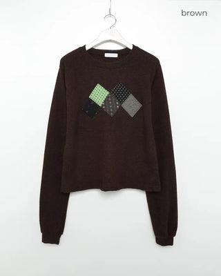 Argyle patch knit