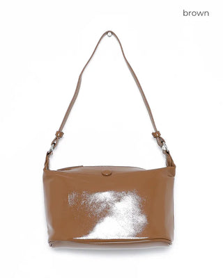 Round enamel shoulder bag