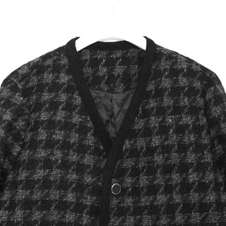 Houndstooth check V-neck jacket