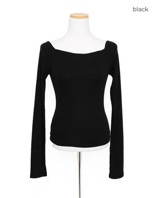 Off-shoulder slim-fit long t-shirt
