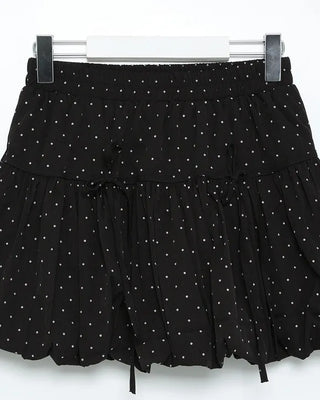 Ribbon Point Dot Pattern Balloon Fit Mini Skirt