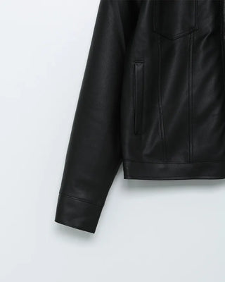 2-way rivet leather jacket