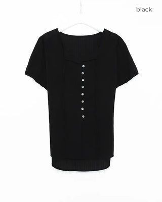 Collarless tie blouse
