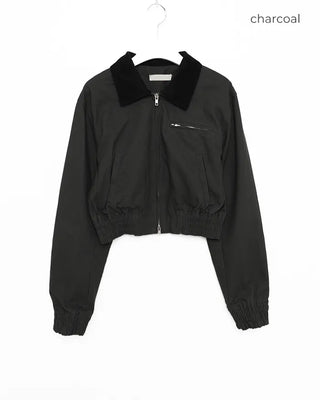 Slash pocket two-tone double-zip jacket