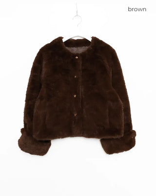 Gold button fur jacket