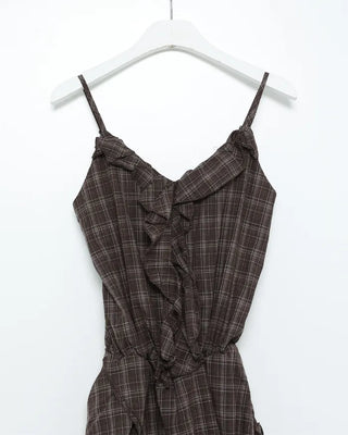 Frill Point Check Sleeveless Top