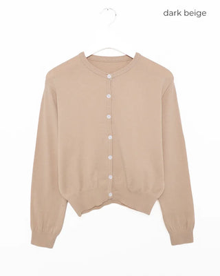 Ribbed Point Round Neck Cardigan