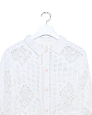 Lace-point color cardigan