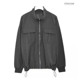 High-neck cargo pocket zip-up