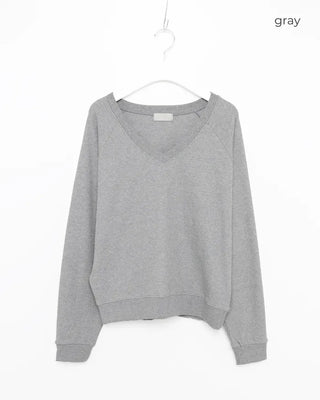 Waffle V-neck sweatshirt