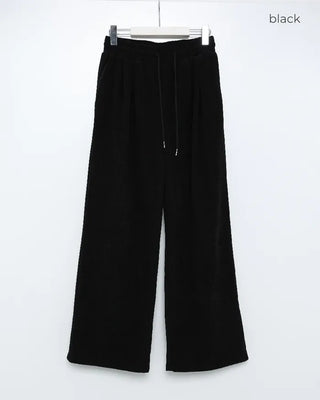 Wide-leg corduroy pants with string waistband