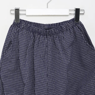 Checked pumpkin elastic waist shorts