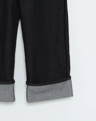 (Unisex) Back Cinch Flap Pocket Rigid Jeans