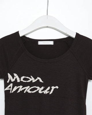 Lettering off-shoulder short-sleeved T-shirt