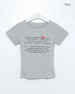 Strawberry Point Lettering Slim Fit Short Sleeve T-Shirt