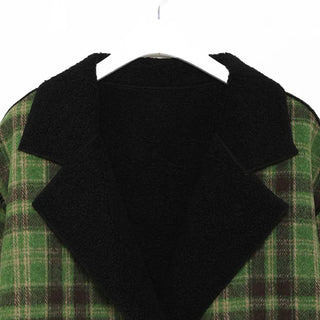Checked long coat
