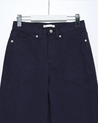 Herringbone wide cotton pants