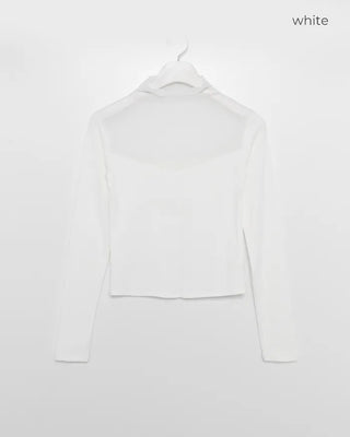 V-neck see-through bicolor T-shirt