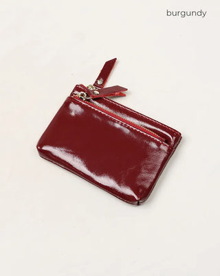 Double Zip Leather Mini Wallet