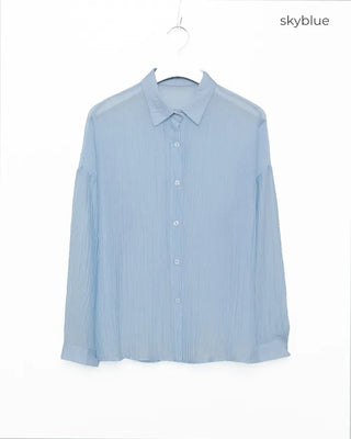 Wrinkle Sheer Loose Long Shirt