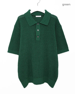 Three-button short-sleeved colored knit