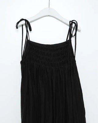 Ribbon Strap Shirred Gathered Dress