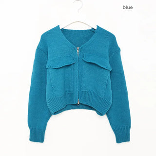 Flap zip cardigan
