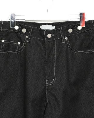 (Unisex) Color-block balloon denim pants