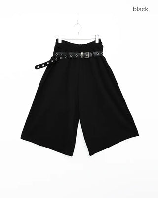Belted wide sweat Bermuda shorts