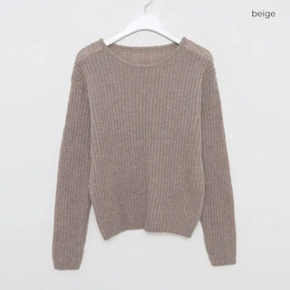 Ribbed long-sleeve wool knit