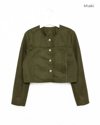 Cropped collarless jacket